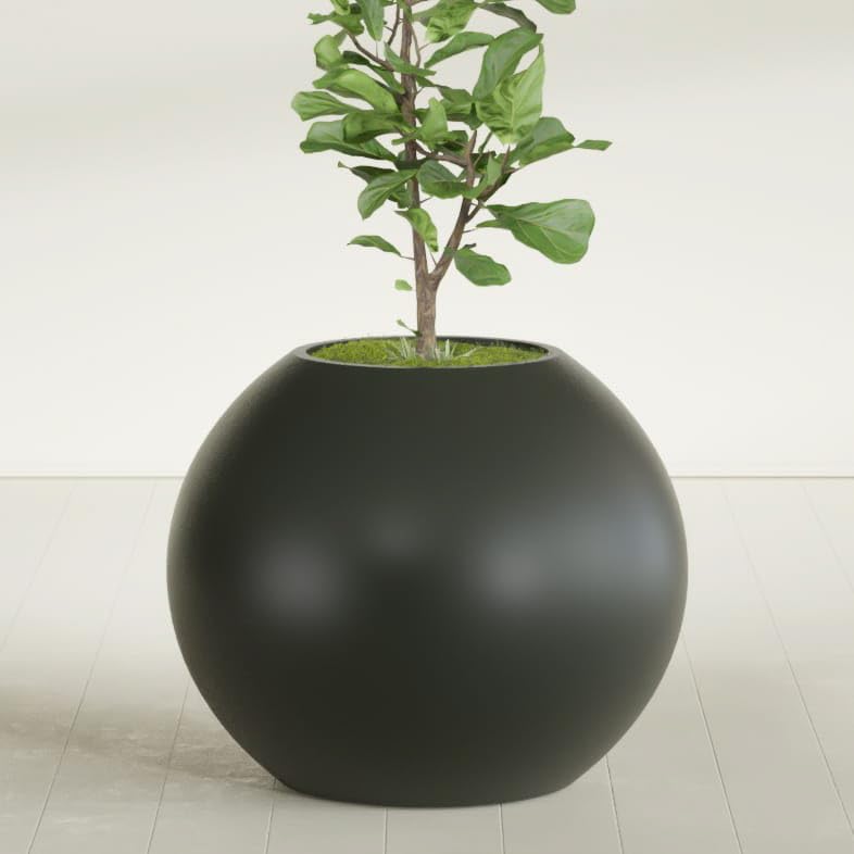 Greenline Nala Large Round Sphere Planter, Modern Fiberglass Indoor/Outdoor