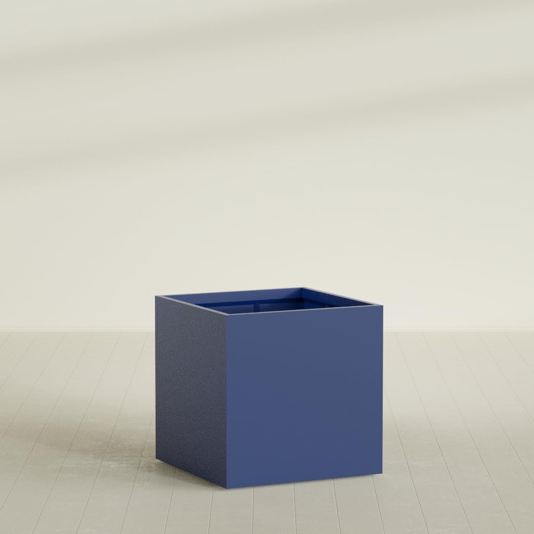 Greenline Jack Large Square Cube Fiberglass Planter, Modern Indoor/Outdoor