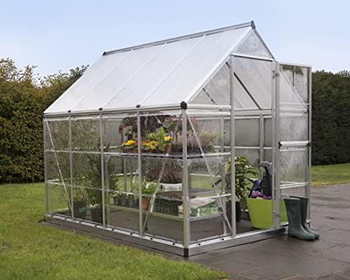 Palram - Canopia Hybrid 6' x 8' Polycarbonate Aluminum Greenhouse, Silver