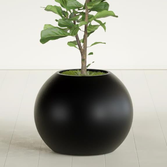 Greenline Nala Large Round Sphere Planter, Modern Fiberglass Indoor/Outdoor