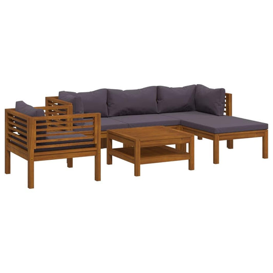 YuuSsea Outdoor Patio Furniture Set Chairs Table - Acacia Wood Lounge Set for Garden, Balcony & Porch - Small Space Conversation Sets, Dark Grey