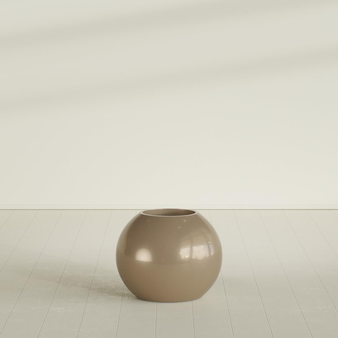 Greenline Nala Large Round Sphere Planter, Modern Fiberglass Indoor/Outdoor