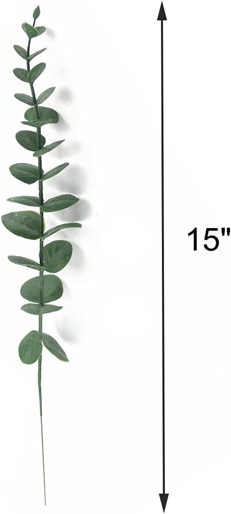 Tinsow 26 Pcs Artificial Eucalyptus Stems Faux Eucalyptuses Real Touch Leaf Wedding Bouquet Centerpiece Filler Home Decor (Green, 26)