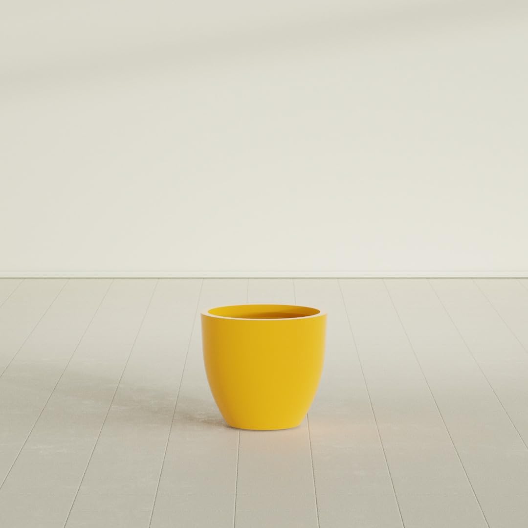 Greenline Lucy Large Round Fiberglass Planter, Tall Modern Indoor/Outdoor