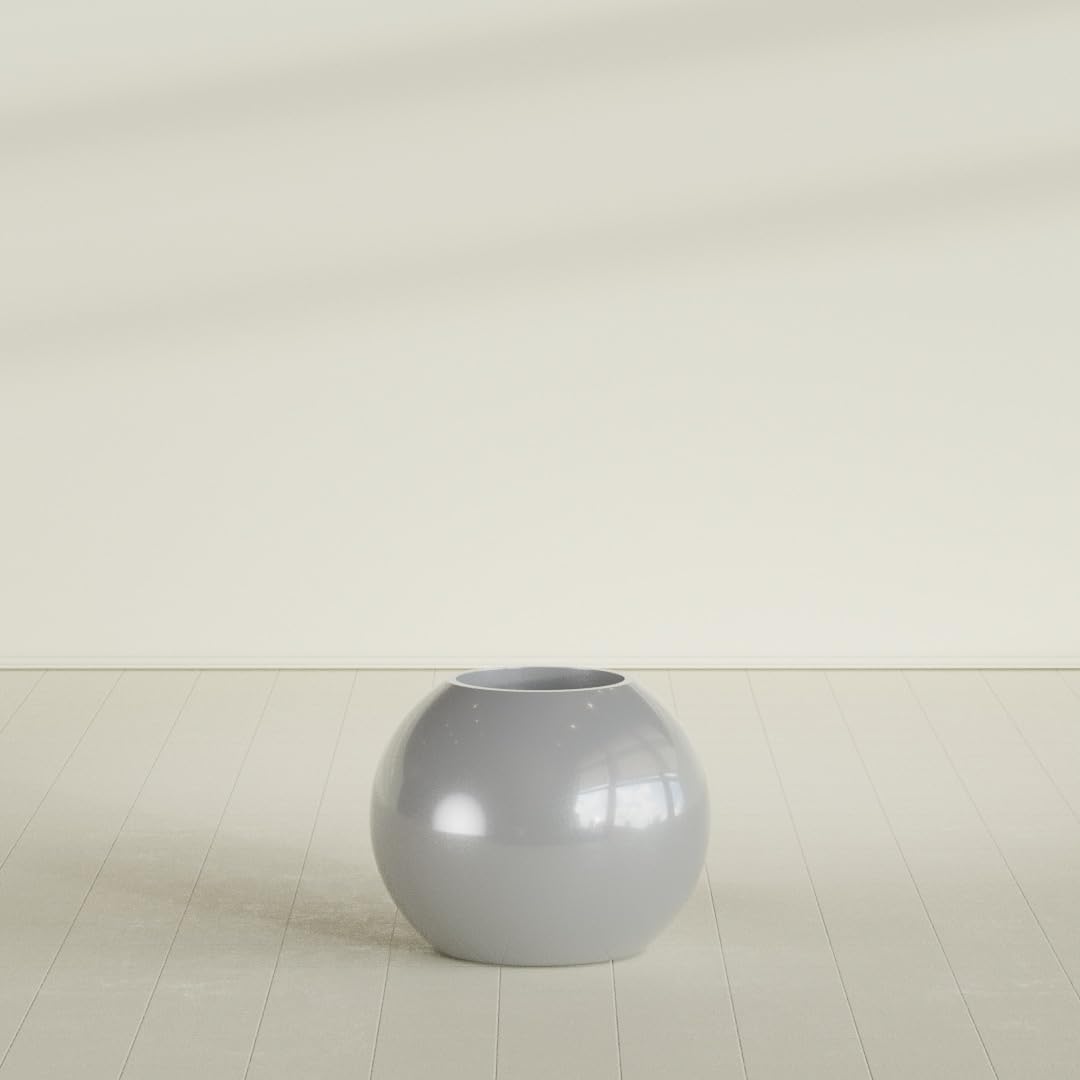 Greenline Nala Large Round Sphere Planter, Modern Fiberglass Indoor/Outdoor