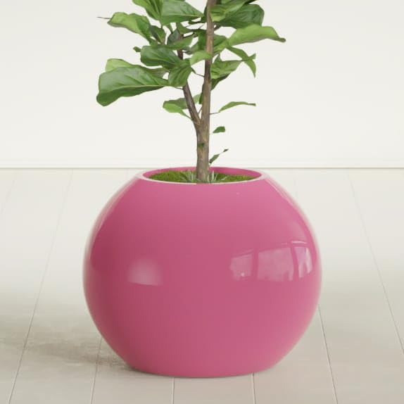 Greenline Nala Large Round Sphere Planter, Modern Fiberglass Indoor/Outdoor