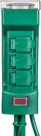 VOLT 120V Outdoor Power Stake with Timer, 6 Grounded Outlets & 6-Foot Extension Cord (Green) for Christmas Lights, Halloween Decorations, Bistro Lights or Garden Décor, ETL Listed