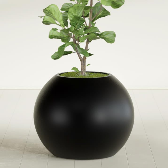 Greenline Nala Large Round Sphere Planter, Modern Fiberglass Indoor/Outdoor