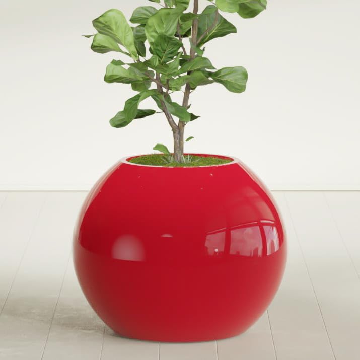 Greenline Nala Large Round Sphere Planter, Modern Fiberglass Indoor/Outdoor