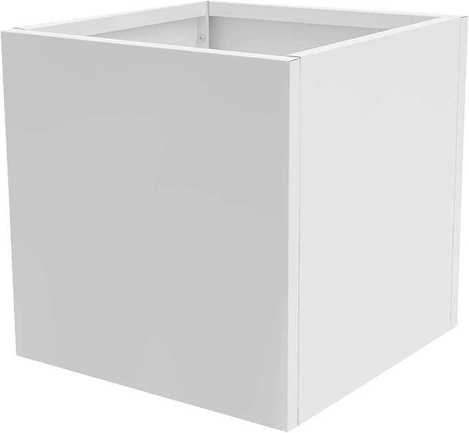 Steel Planter Box Metal Square Indoor Outdoor Planter Box for Outdoor Plants Large Planters Cube Heavy Duty Flower Pot Commercial Residential for Home Garden Deck Porch Patio (White, 20 x 20 x 20 in)