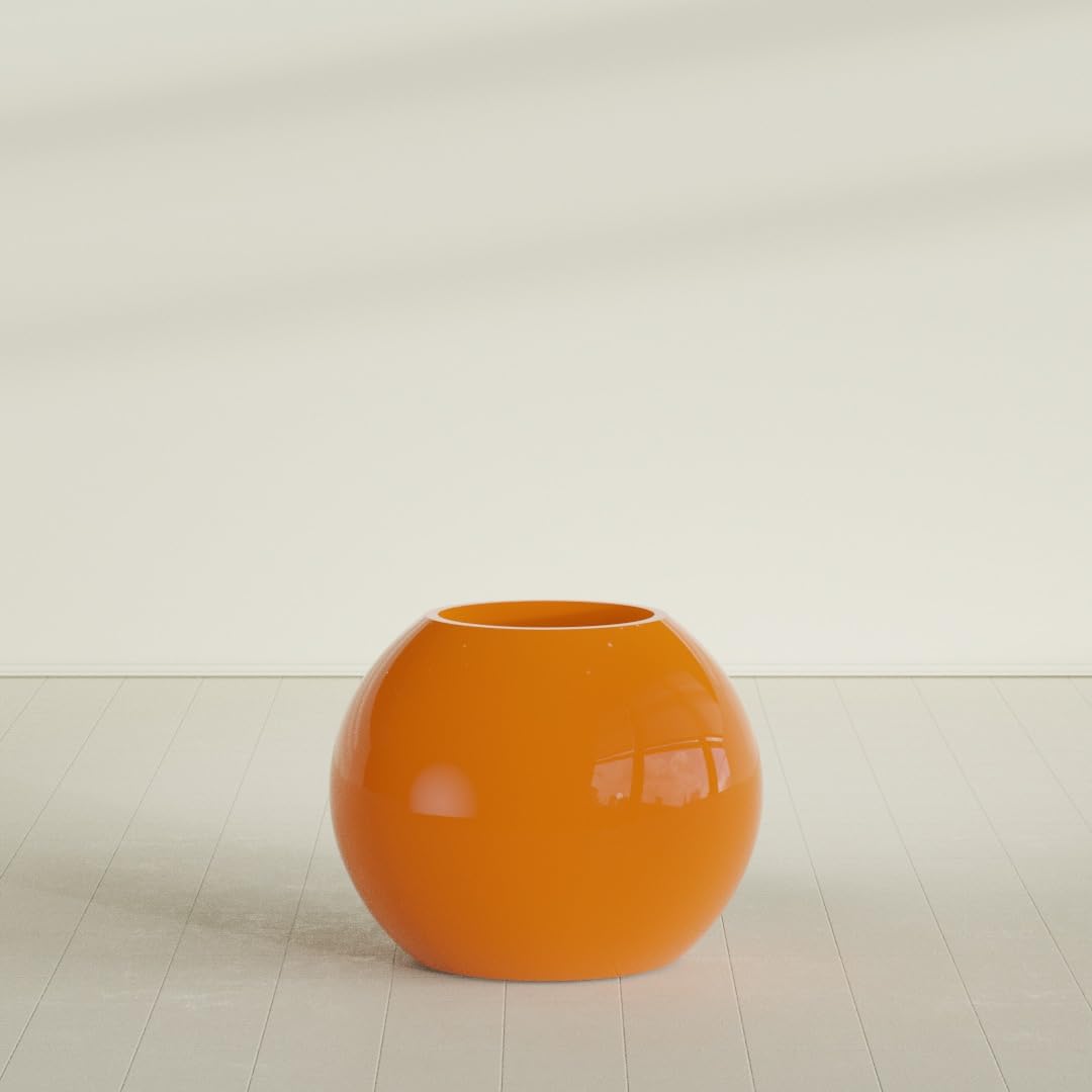 Greenline Nala Large Round Sphere Planter, Modern Fiberglass Indoor/Outdoor