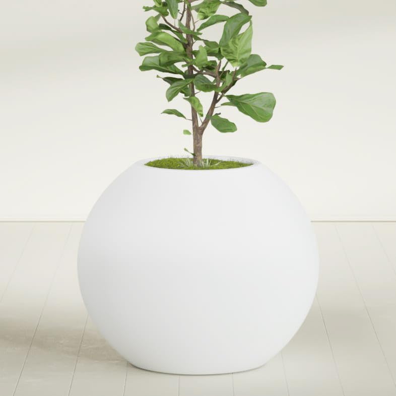 Greenline Nala Large Round Sphere Planter, Modern Fiberglass Indoor/Outdoor