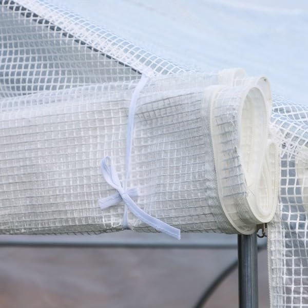 Ideal for Cultivating Plants, Flowers, 20x10x7ft Walk-in Outdoor Large Tunnel Greenhouse Portable Backyard Plant Growth Shed Roll-Up Door, Ventilated PE Fabric Cover Easy Set Up Durable Steel Frame