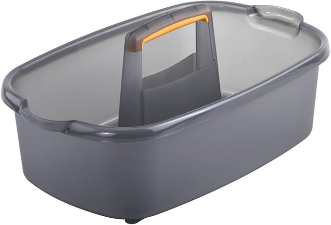 Casabella Plastic Bucket, Gray and Orange, 1.85 Gallon | Storage Caddy | With Handle | Pack of 6