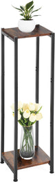 Dipion Extra Tall Plant Stand Indoor,40 Inch Plant Stands,2 Tier Metal Plant Stand with Heavy Duty Wood,Rustic Brown and Black