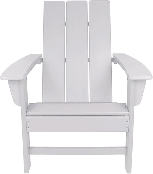 NewTechWood Flat Top Adirondack Patio Chair Weather Resistant, Easy Installation, Widely Used in Outdoor, Fire Pit, Deck, Lawn, Outside, Garden Chairs (Ivory)
