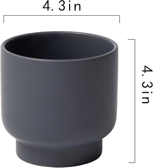 LB Grey Ceramic Planters for Indoor Plants, Succulent Plant Pots Ceramic Flower Pots, Modern Plant Pot for Living Room Office Home Decor, Round Flower Pot of 4.3 Inch(Plant Not Included)