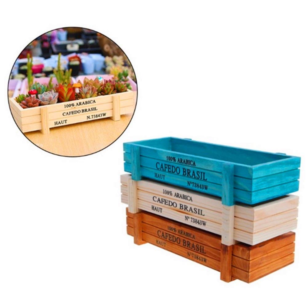 Ochine Wood Planter Box Rectangle Wooden Planter Box, Rectangular Planter Decorative Window Boxes Planters Succulent Plant Pot Storage Box Rustic Wooden Box Floral Natural Centerpieces Wedding Decor