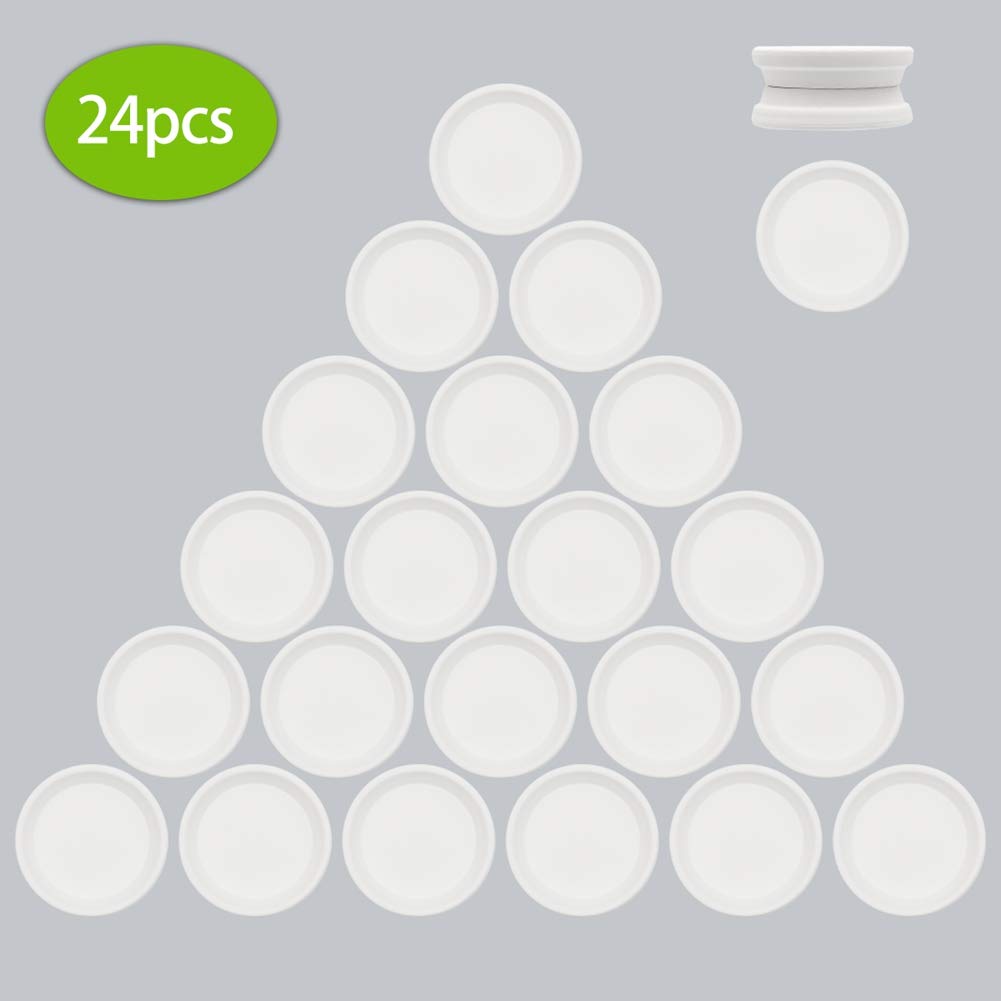FCFKUK 24pcs Terra Cotta Saucer, 3.2-inch Small Mini Clay Pots Tray, Suitable for 3inch, 2.5inch, 2inch Succulents Nursery Pots(White)