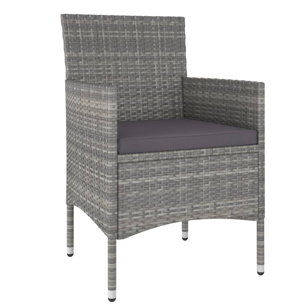 HKTMGDNG 3-Piece Patio Dining Set PE Rattan Bistro Table Chairs Gray