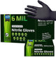 Inspire Black Nitrile Gloves HEAVY DUTY 6 Mil Nitrile Chemical Resistant Medical Cooking Cleaning Disposable Black Gloves