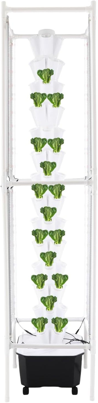 Hydroponic Growing System, 70-Plant Vegetable Planter Tower with Lights and Wheels, Outdoor Indoor Garden Vertical Planter Germination Kit with Water Pump & Intelligent Water Circulation