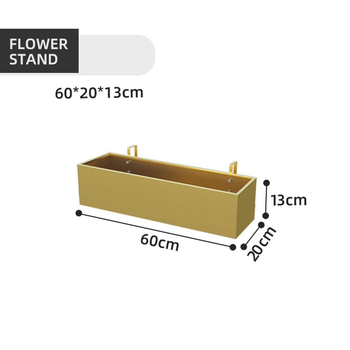 Labasuan Black Rectangular Metal Planter Box, Railing Planter for Outdoor Plants with Brackets, Hanging Window Planters, for Balcony Deck Railings Apartment Patio Decor(60cm/23.6in)