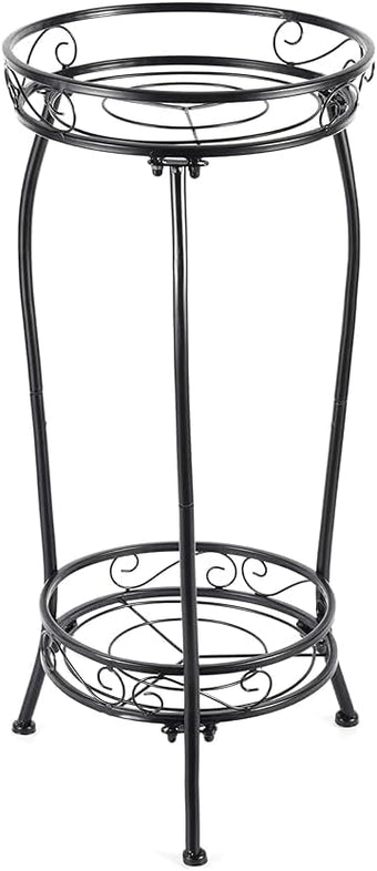 Kavlium Plant Stand Indoor Outdoor，Tall Black Metal Rustproof Stable Plant Stands，2 Tier 27.1 inch Multiple Plant Rack Holder Rack Flower Pot Stand Heavy Duty Plant Shelf
