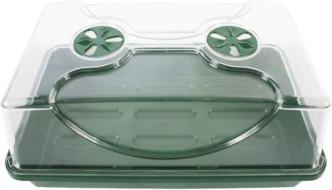 EarlyGrow 70738 Medium Domed Propagator, 15" x 9" x 7", Black/Dark Green
