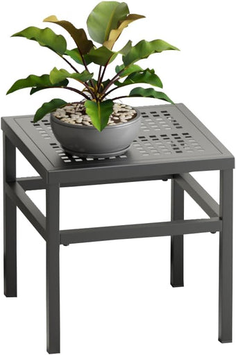 DHYGOTFUR Plant Stand - Indoor/Outdoor Extra-Sturdy Aluminum Plant Stand – Ideal for Patios, Gardens, Living Room Decoration (Black)