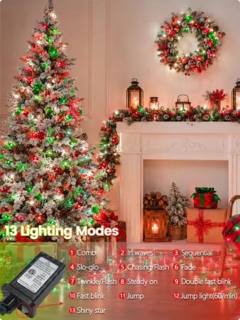 200 LED Connectable String Lights, 66FT Christmas Lights Outdoor Indoor