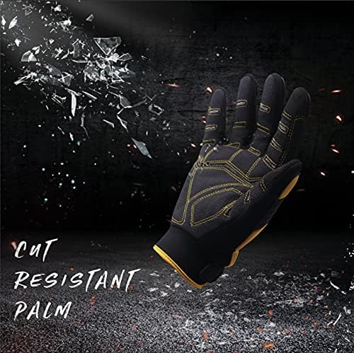 HANDLANDY Anti Vibration Gloves, SBR Padding, TPR Protector, Mechanic Work Gloves (Large, Black)