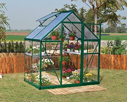 Palram - Canopia Hybrid 6' x 4' Polycarbonate Aluminum Greenhouse, Green