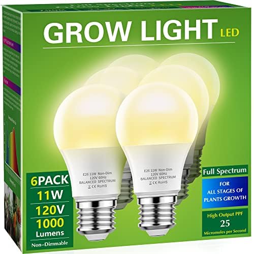 Briignite Grow Light Bulbs, LED Grow Light Bulb A19 Bulb, Full Spectrum