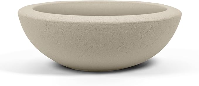 ARBORA 26" Santorini Bowl Polyresin Indoor and Outdoor Planter with Classic Cream Finish - Durable, Weatherproof, Lightweight, Large Plant Pot for Patio, Garden, Deck, Entryway