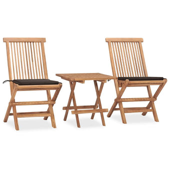 Holamys Patio Dining Set - Chairs, Balcony & Teak Wood - Ideal for Small Outdoor Space, Garden, Apartment - Conversation Set