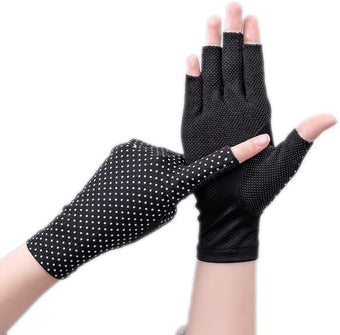 INOGIH Women Sunblock-Fingerless Gloves UV-Sun-Protection Driving Non-Slip Outdoor Gloves for Women Girls