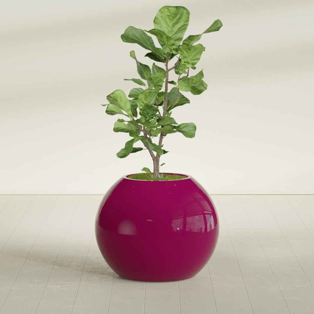 Greenline Nala Large Round Sphere Planter, Modern Fiberglass Indoor/Outdoor