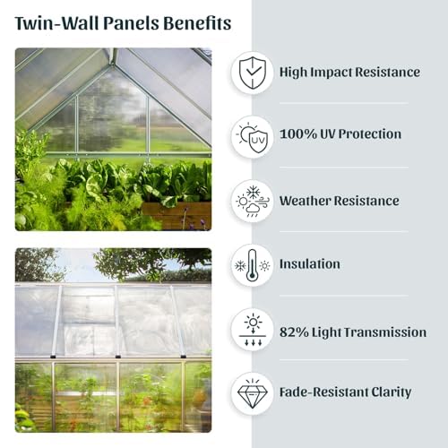 Palram - Canopia Mythos 6' x 4' Polycarbonate Aluminum Greenhouse, Silver