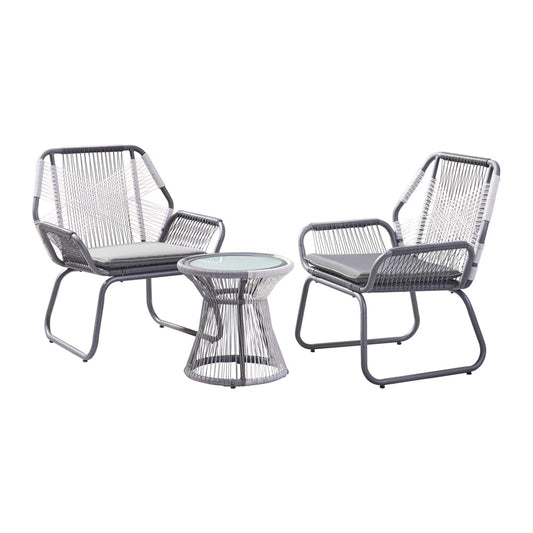 3 Piece Patio Bistro Set Outdoor Conversation Set for Porch Balcony, Space Saving Small Patio Furniture with Sturdy Metal Frame, Compact Chat Set for Garden Deck Backyard