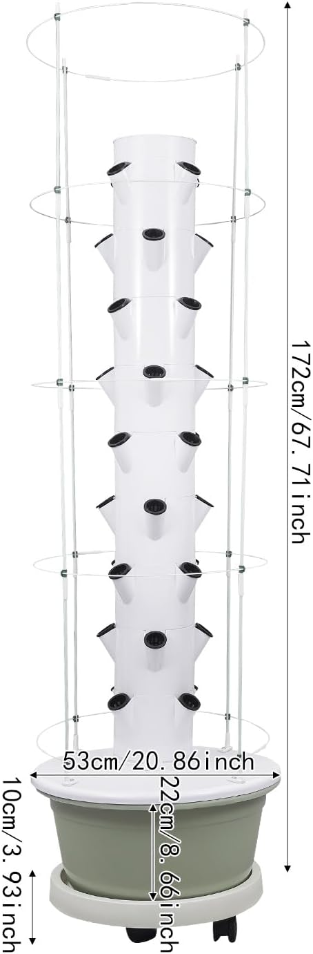 Hydroponic Growing System Kit, 36 Plant Sites Hydroponic Tower with Climbing Trellis, Water Pump, and Timer, Indoor & Outdoor Vertical Hydroponic Growing Garden for Leafy Greens & Herbs