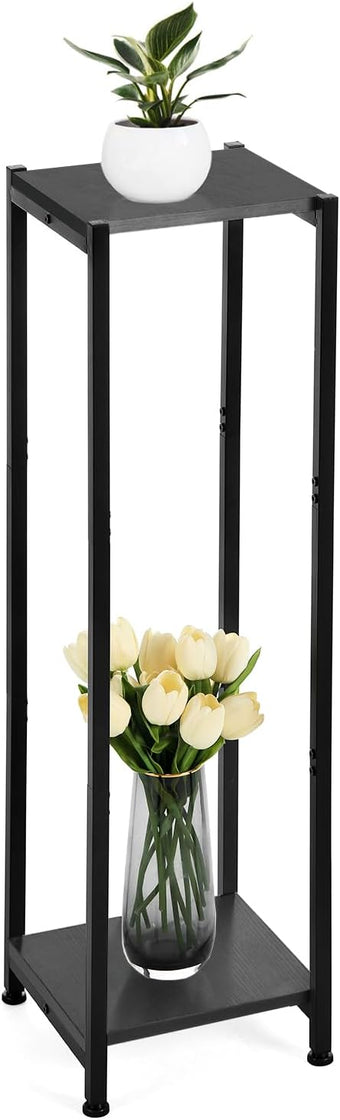 Dipion Extra Tall Plant Stand Indoor,40 Inch Plant Stands,2 Tier Metal Plant Stand with Heavy Duty Wood,Black