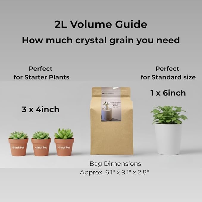 Crystal Grain Cactus & Succulent Soil Mix, Coarse Grain for Maximum Drainage, 100% Inorganic & Odorless, Visible Watering Indicator, Patented Japanese Tech, 3L (Resealable Bag)