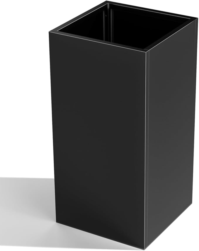Tall Metal Planter Box for Outdoor Plants 15" L x 15" W x 30" H, Heavy Duty Steel Planter Box with Removable Insert Shelf, Rectangular Planters for Porch, Garden, Yard, Hotel (Black)