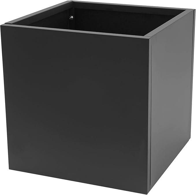 LOYALHEARTDY Steel Planter Box, 24" x 24" x 24" Square Planter Metal Box Tall Planters Heavy Duty Plant Boxes for Indoor Outdoor Tall Plants, Flowers or Shrubs (Black, 24" x 24" x 24")
