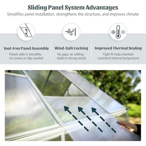 Palram - Canopia Mythos 6' x 14' Polycarbonate Aluminum Greenhouse, Silver