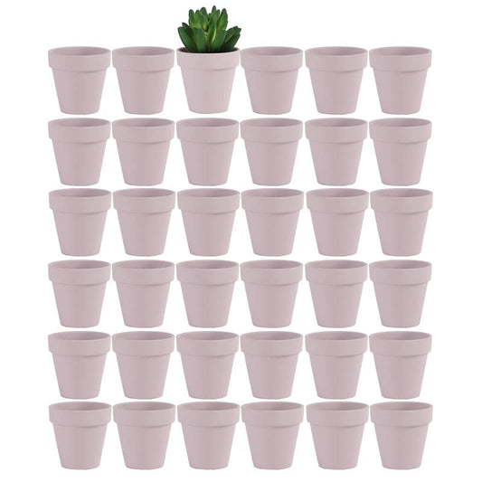 Yishang 36 pcs Small Mini Pink Clay Pots, 2.5'' Terracotta Pot Clay Ceramic Pottery Planter,Cactus Flower Terra Cotta Pots,Succulents Nursery Pots,with Drainage Hole,Great for Crafts,Wedding Favor