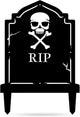 RealSteel Halloween Tombstone Monogram Decoration - Graveyard Skull Décor - Fall Yard Metal Stakes Display - Skeleton Front Garden Sign - Scary Customized Monogram - Spooky Horror Art
