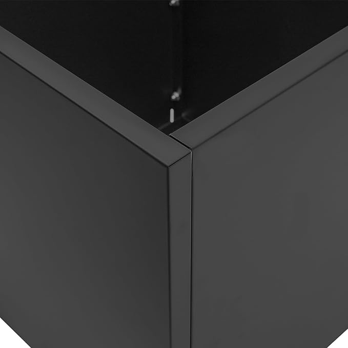 REBaiYU Steel Metal Square Planter Box for Indoor Outdoor, 20/24Inch Modern Flower Pots Tall Cube Planters with Large Opening Design for Plants, Flowers, Garden (Black, 24Inch)