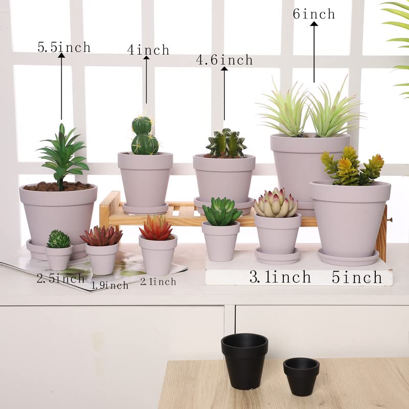 Yishang Pink Terra Cotta Pots with Saucer- 12-Pack Large Terracotta Pot Clay Ceramic Planters with Drainage Holes